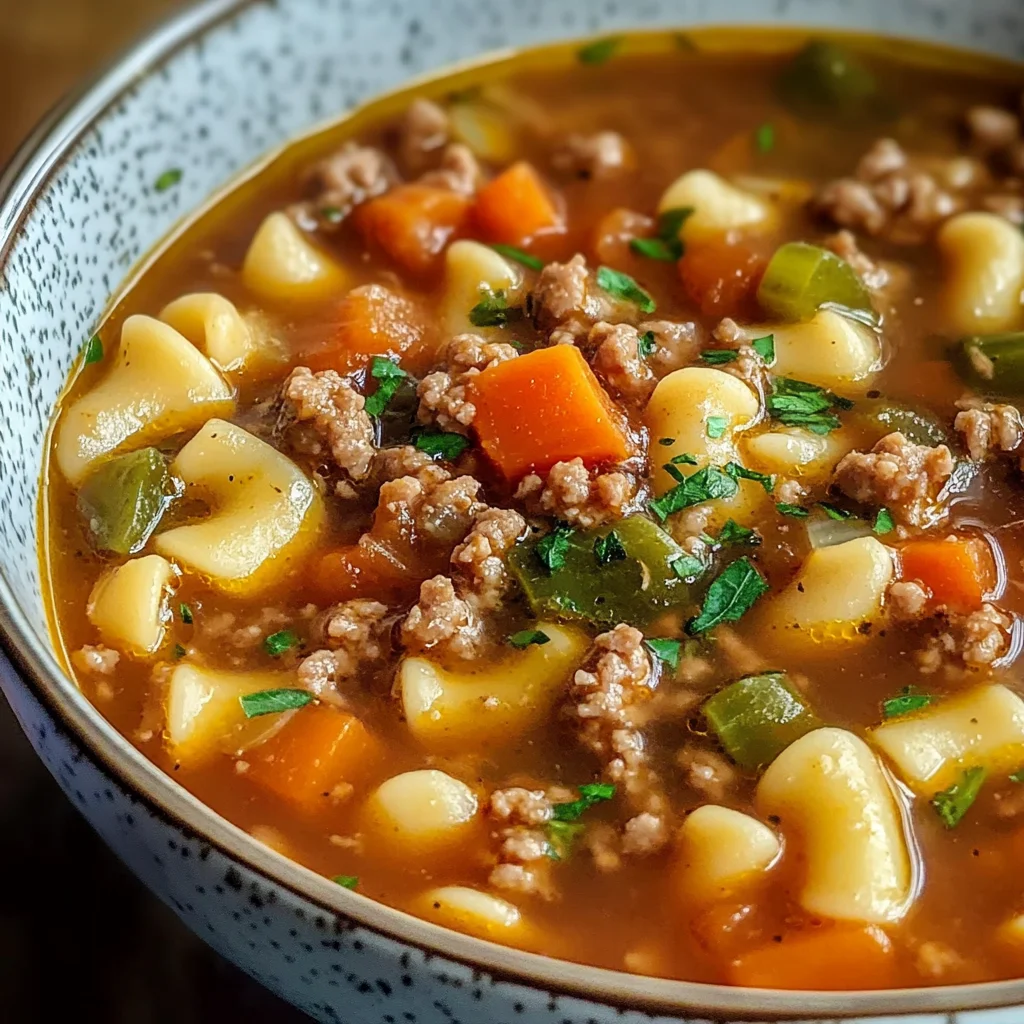 Homemade Ground Beef Pasta Soup