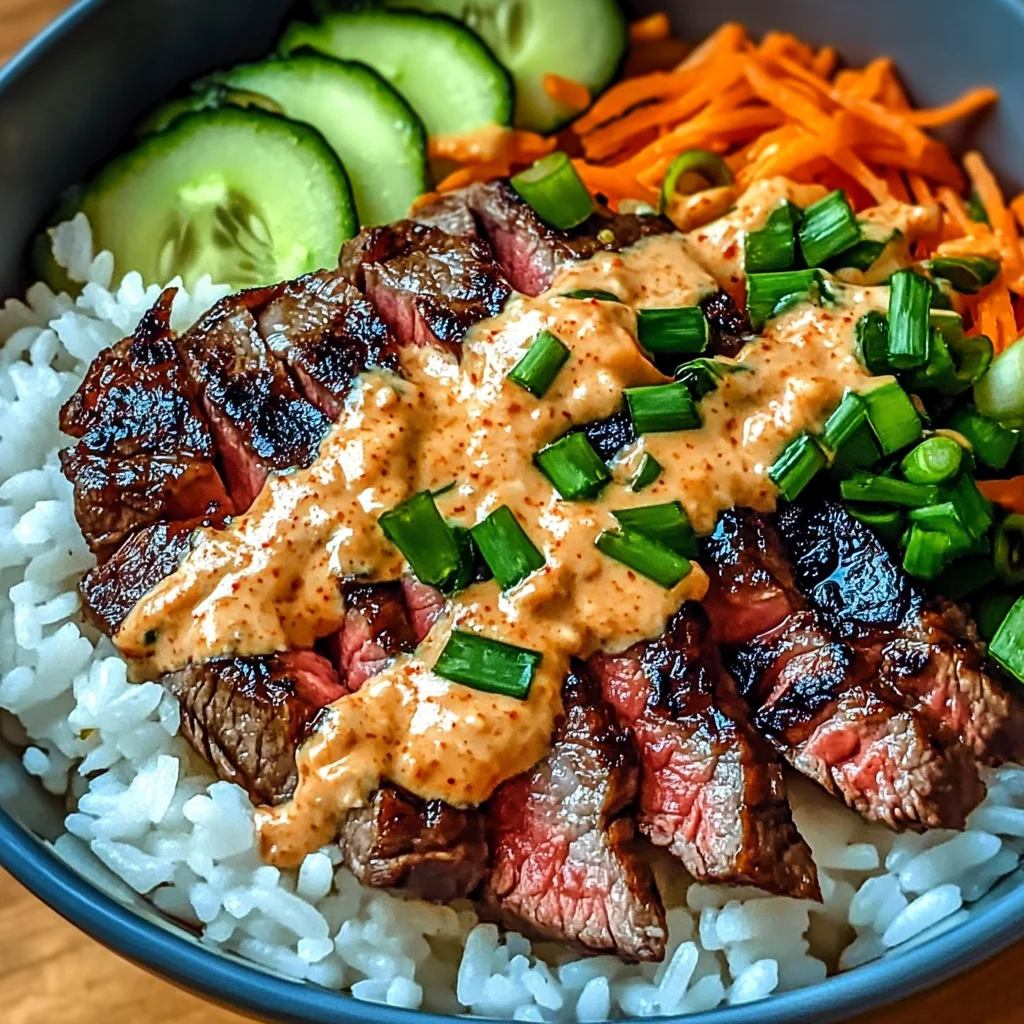 Irresistibly Easy Korean BBQ Steak Rice Bowls with Spicy Cream Sauce