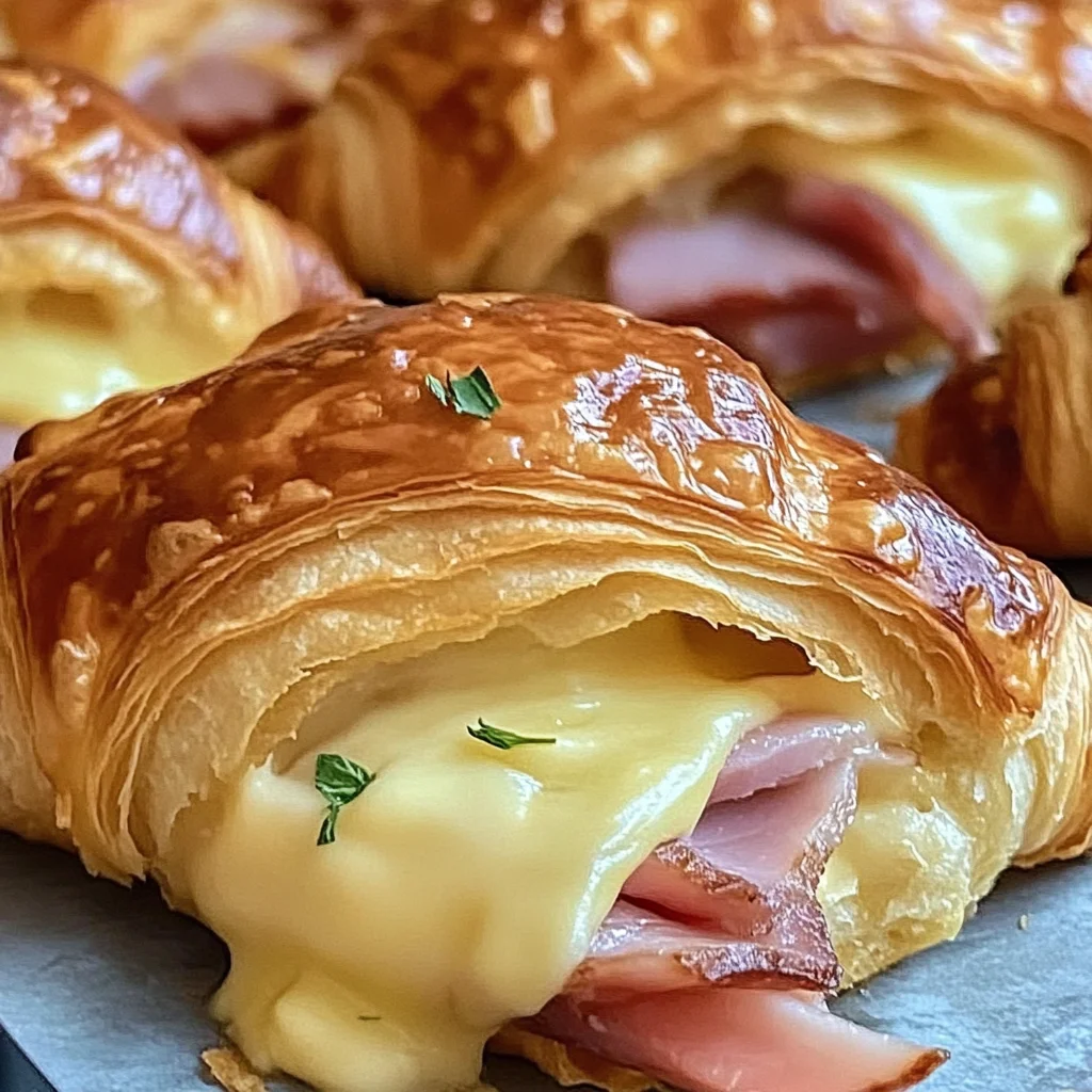 Baked Ham and Cheese Croissants