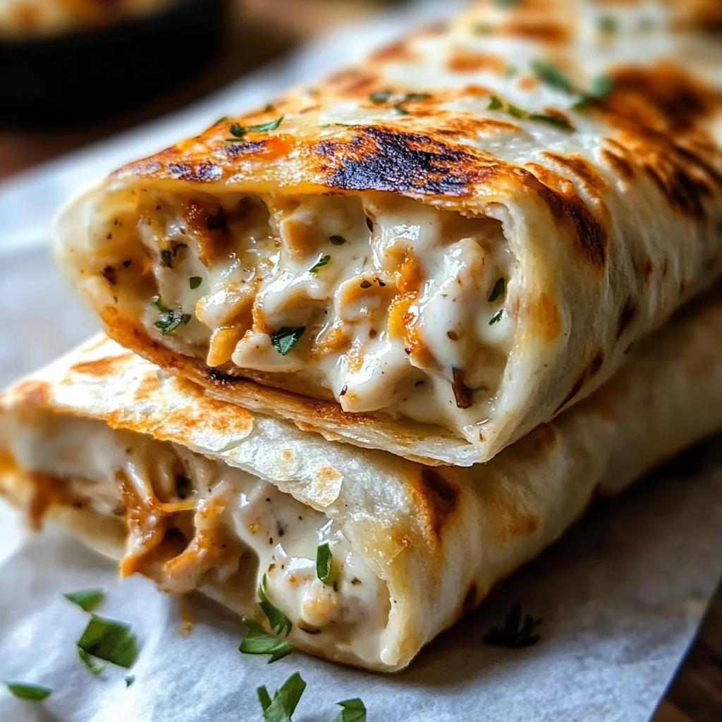 Cheesy Garlic Chicken Wraps Recipe