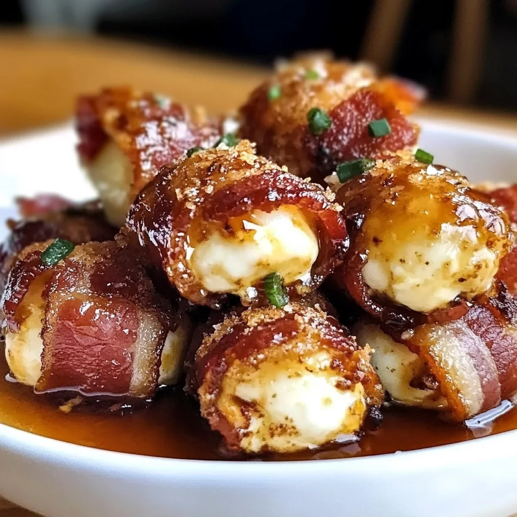 Crispy Bacon Mozzarella Poppers with Sweet Maple Glaze