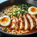 Fiery Chicken Ramen with Creamy Garlic Sauce Recipe