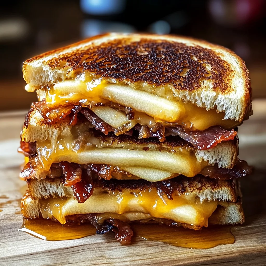 Hot Honey Apple Cheddar Beef Bacon Grilled Cheese