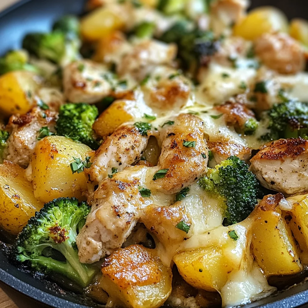 Kartoffel-Hähnchen-Pfanne mit Brokkoli ganz einfach