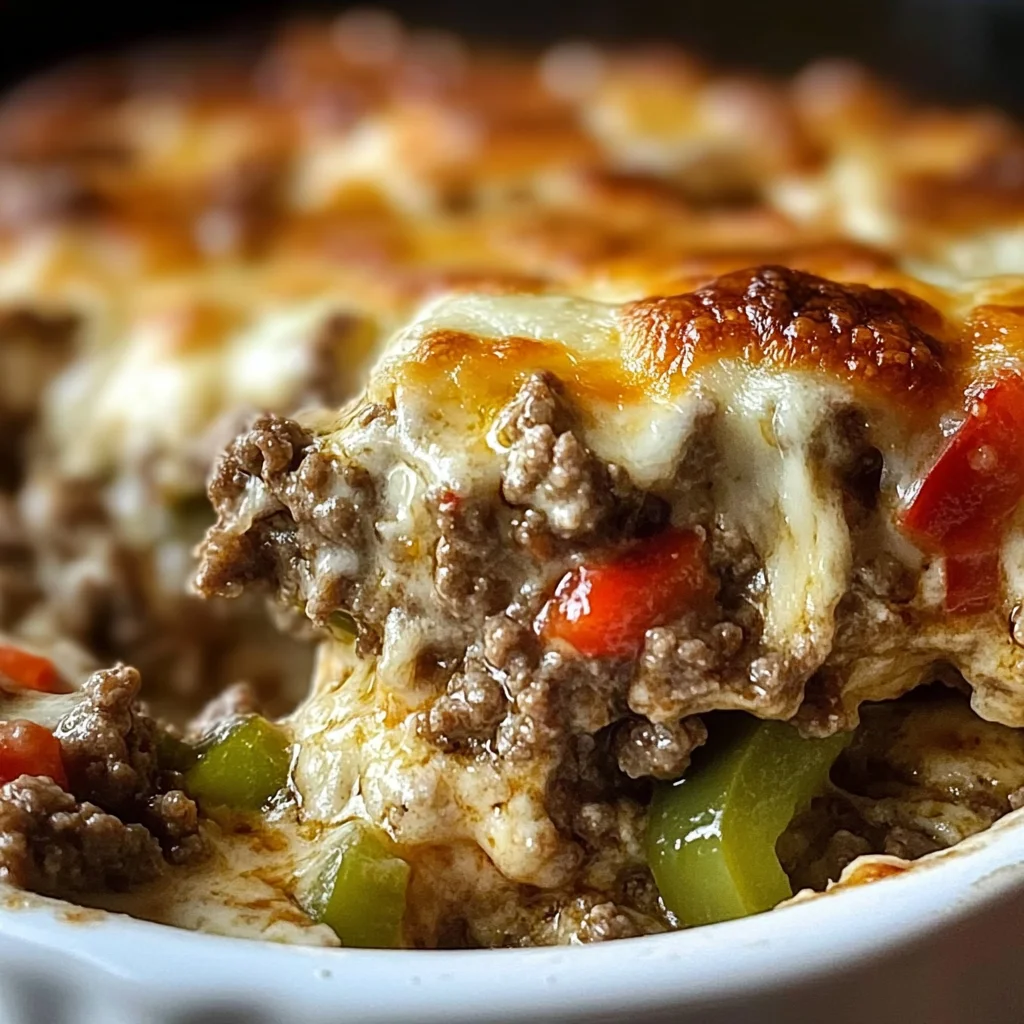 Low Carb Philly Cheesesteak Casserole