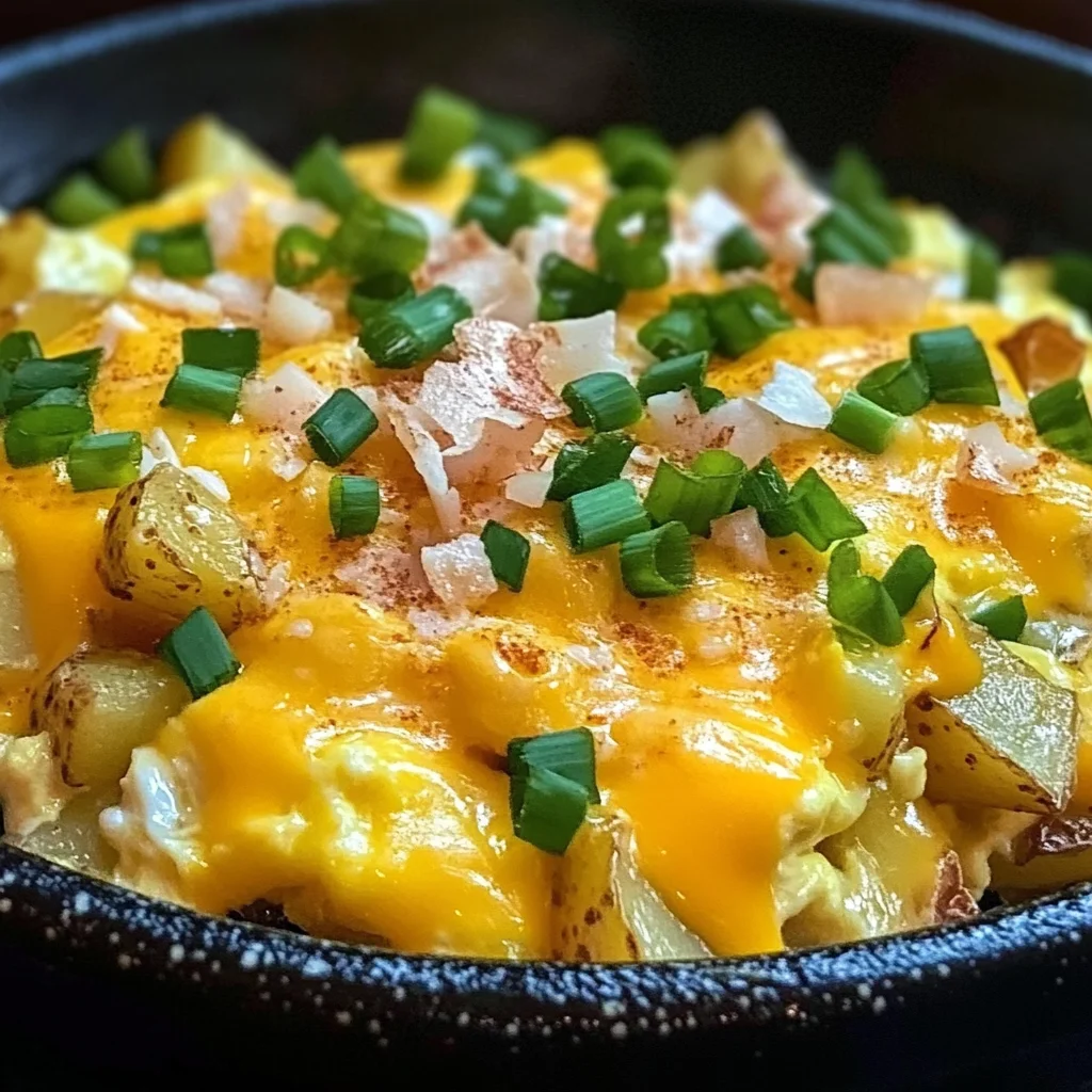 Cheesy Potato Egg Scramble
