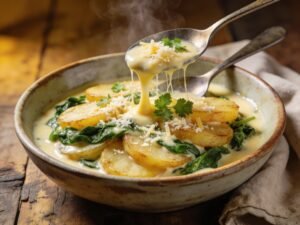 Cremige Spinatkartoffeln mit Käse-Sahne-Soße selbstgemacht
