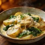 Cremige Spinatkartoffeln mit Käse-Sahne-Soße selbstgemacht