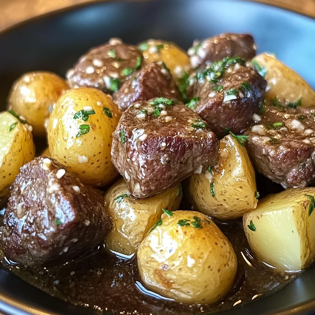 Garlic Butter Beef Bites with Potatoes