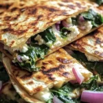 Mediterranean Quesadillas with Spinach, Feta, Mozzarella, and Red Onion
