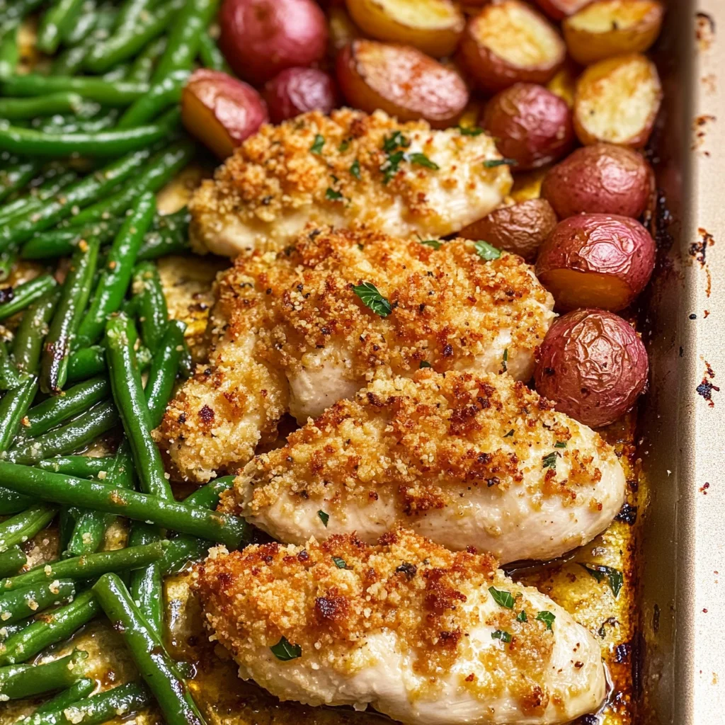 Parmesan Crusted Chicken Sheet Pan Dinner
