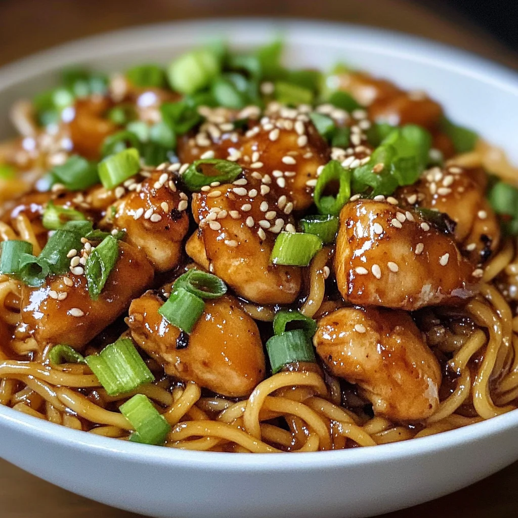 Sticky Garlic Chicken Noodles