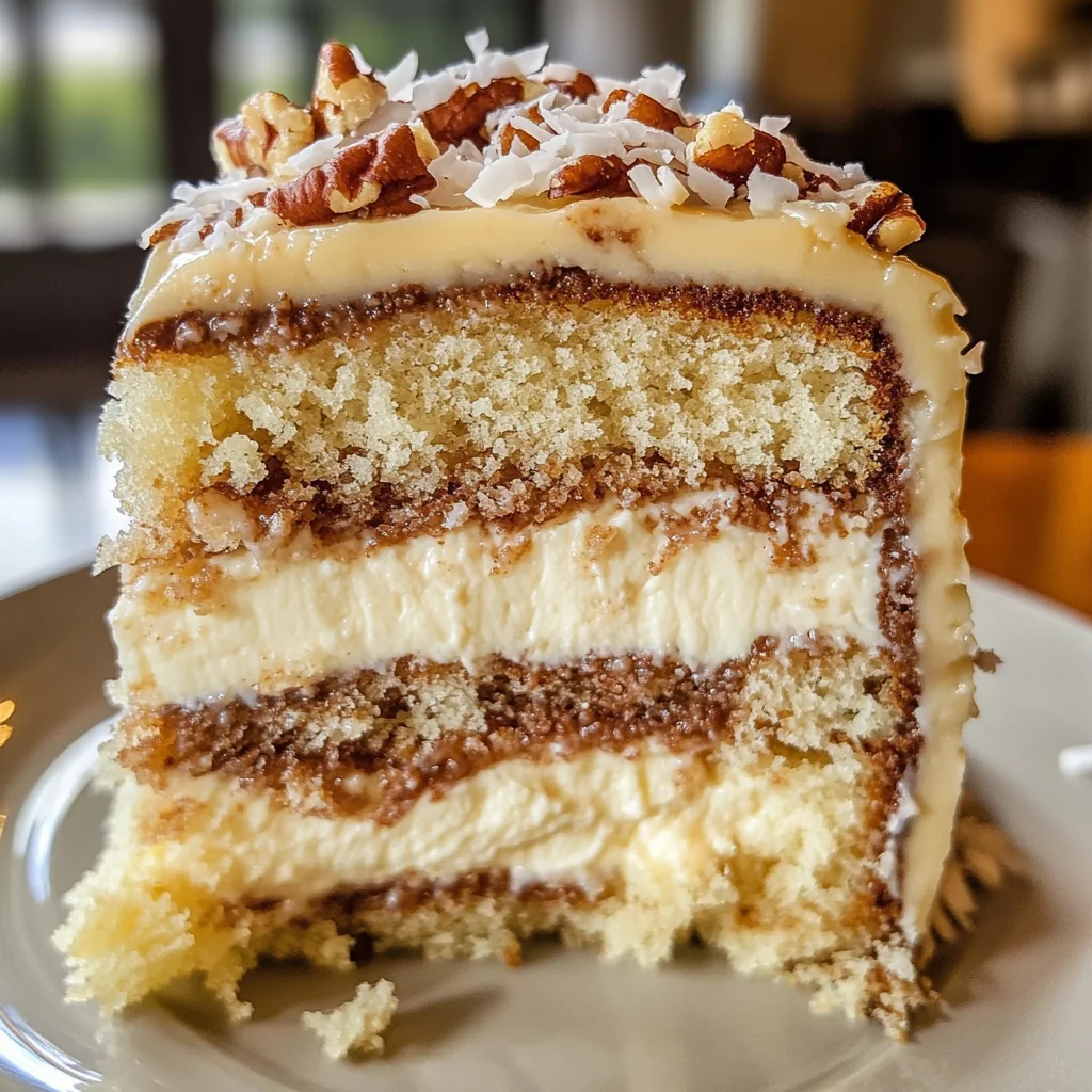 White German Chocolate Cake with Cheesecake Center