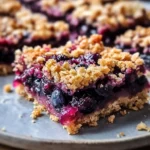 Buttery Blueberry Rhubarb Crumble Bars
