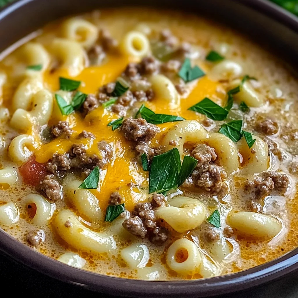 Cheeseburger Macaroni Soup
