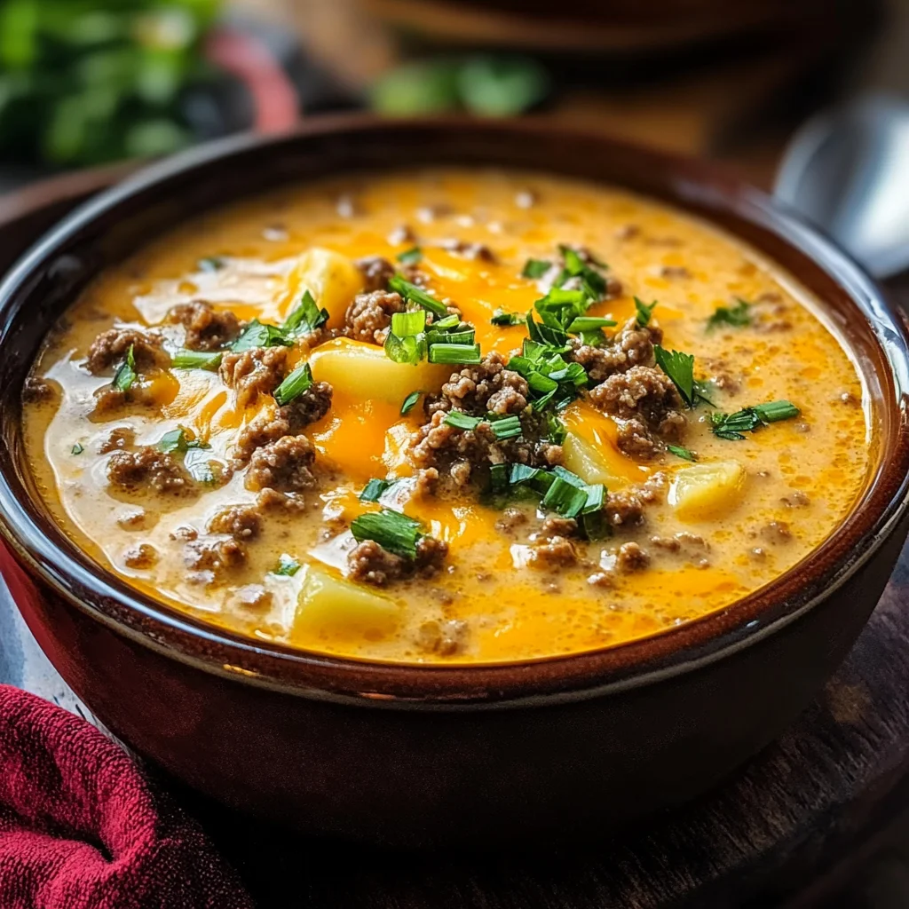 Cheesy Beef And Potato Soup