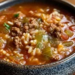 Cozy Crockpot Cabbage Roll Soup Recipe with Ground Beef and Rice