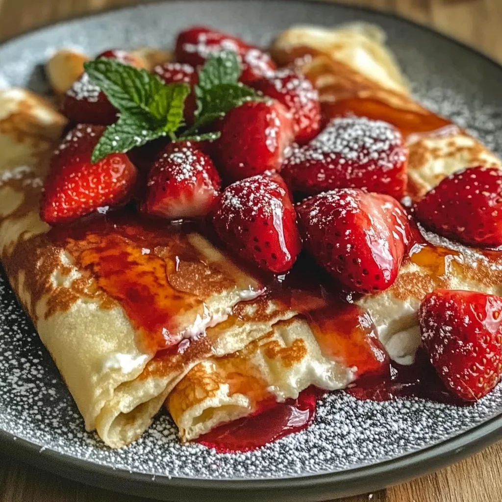 Fluffy Honey Ricotta Crepes Recipe with Easy Roasted Strawberries