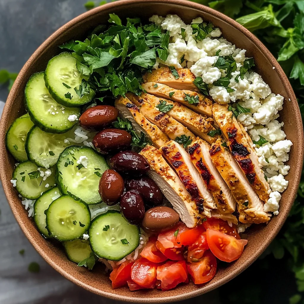 Homemade Mediterranean Chicken Bowl with Rice
