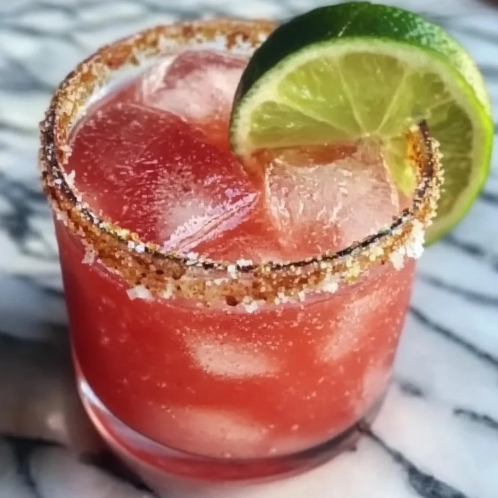 Refreshing Virgin Watermelon Margarita Recipe with Spicy Tajín Rim
